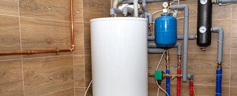 Water heater in the corner of the room